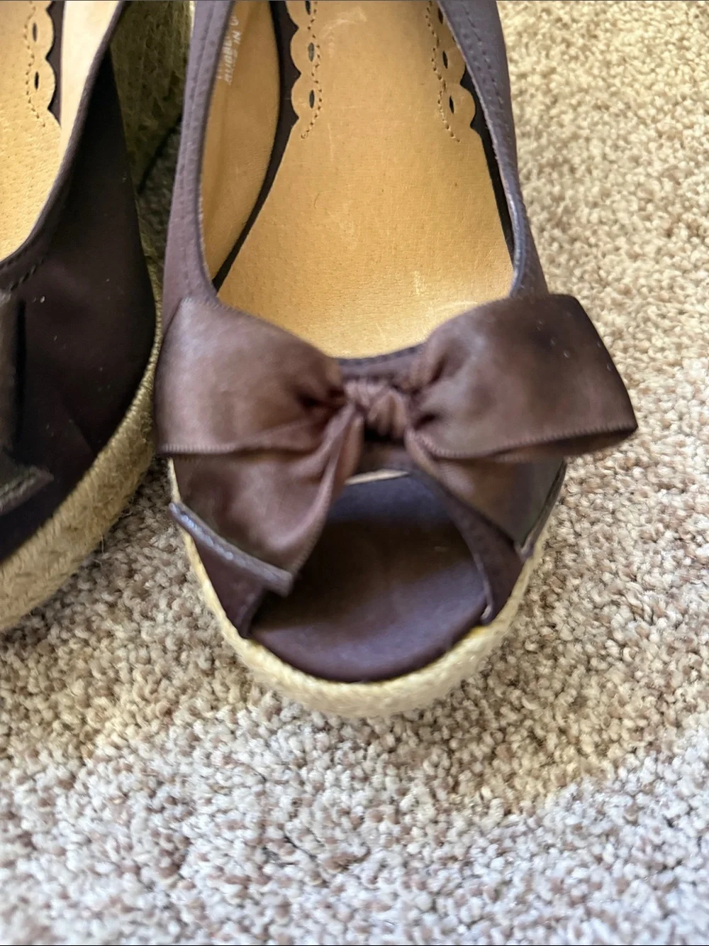 Women’s Brown Bow Slingback Wedge Sandals